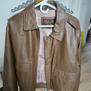 EUC Mens M Reed Sportswear Genuine Leather Bomber Jacket Aviator